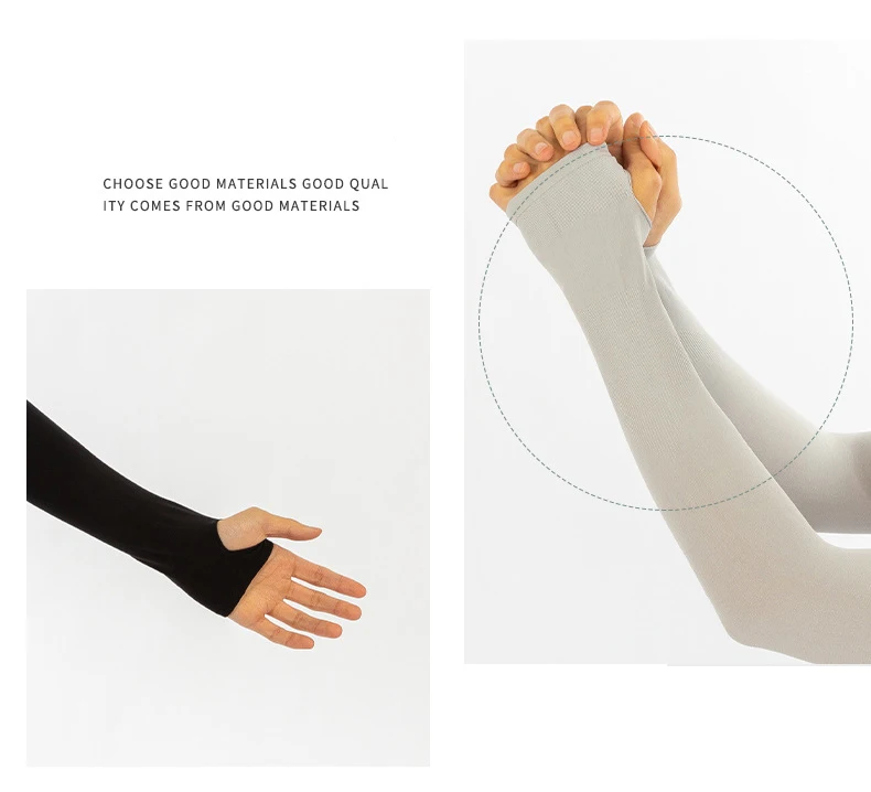 Eis Seide UV Schutz Arm Ärmel Männer Frauen Einfarbig Radfahren Arm Abdeckung UPF50 + Sonne Ärmeln Mode Sommer Stick hand Ärmel – Detail 10