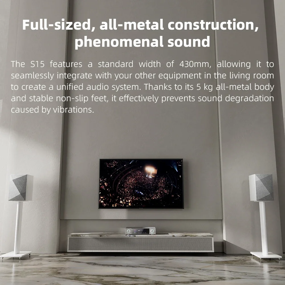 FiiO S15 Desktop Hi-Res Audio Streamer DAC AMP All-in-one HIFI Solution AK4191 AK4499EX DAC chips Android 12 Snapdragon 660