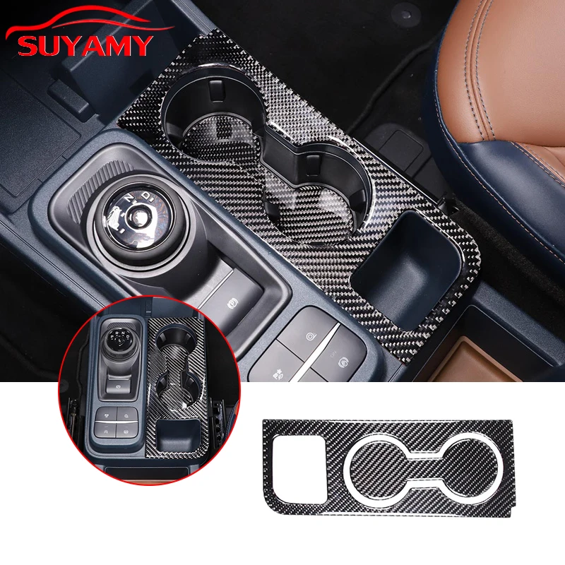 

Soft Carbon Fiber Central Control Water Cup Holder Panel Trim Stickers For Ford Maverick 2022 Car Interior Accessories