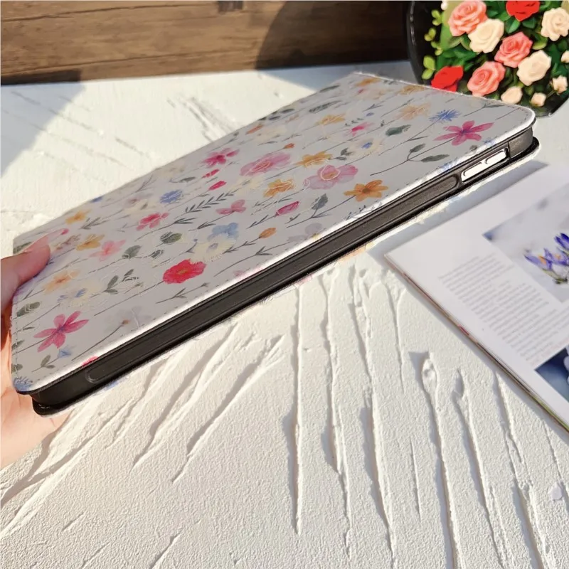 Fabric Flowers Tablet Cover - Artistic Design and Durable Protection