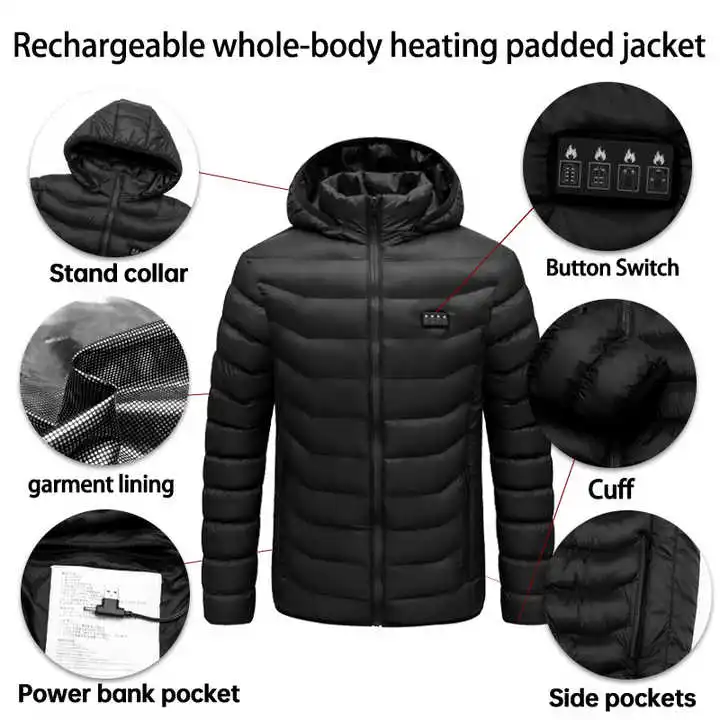 Heated Jacket 21 Areas Winter Men's Self Heating Jacket Heated Vest ski Thermal Clothing Coat USB Electric Heating Jacket 4