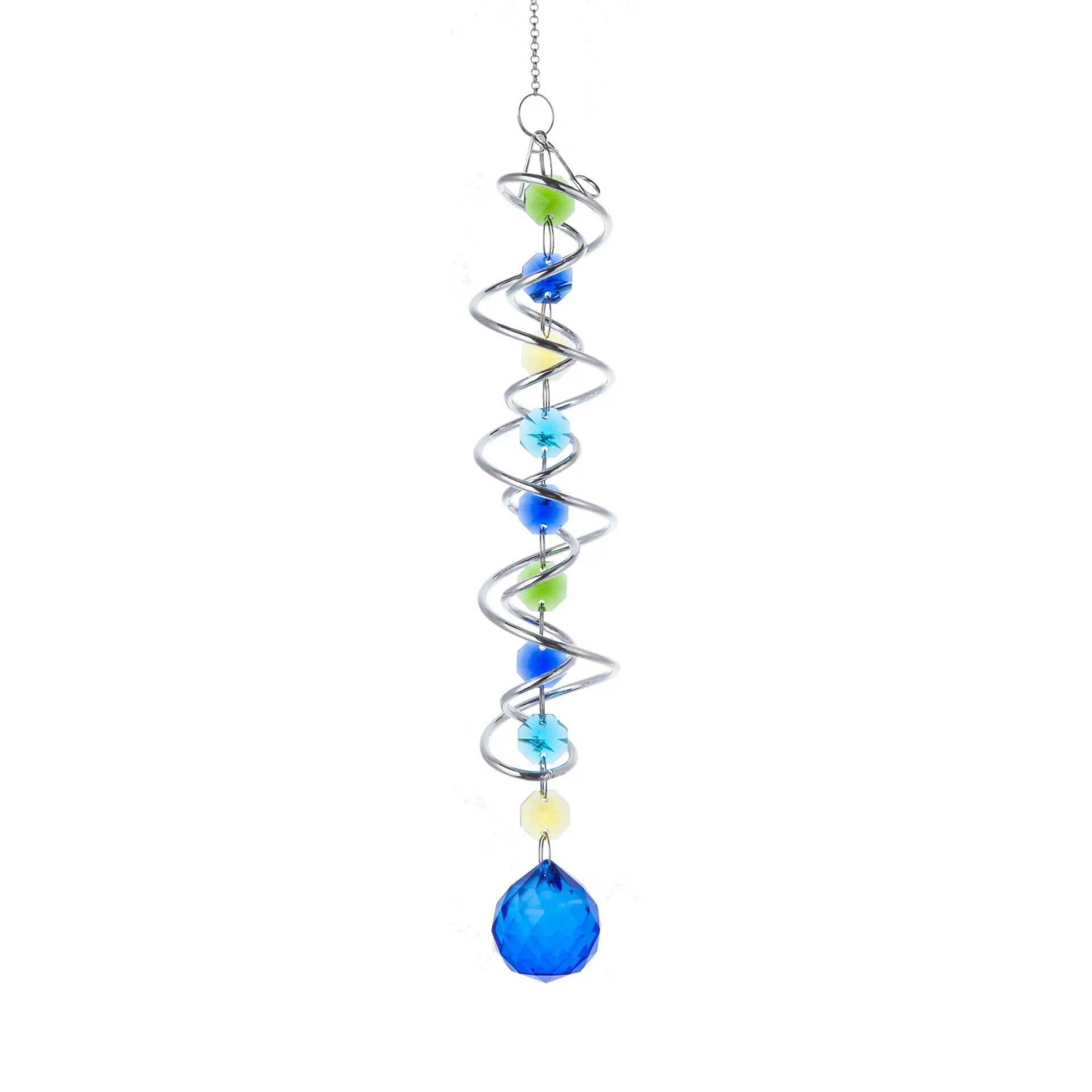 Crystal Suncatcher 3D Spiral Tailwind Spinning Crystal Ball Eternal Power Wind Clock Rainbow Made Hanging Decora