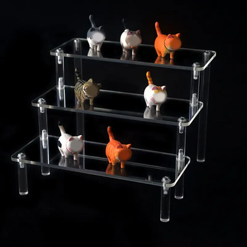 1-5 Tier Acrylic Display Risers Clear Shelf Doll Clay Figurine Display Stand for Desserts Perfume Organizer Showcase W-10 - Image 3