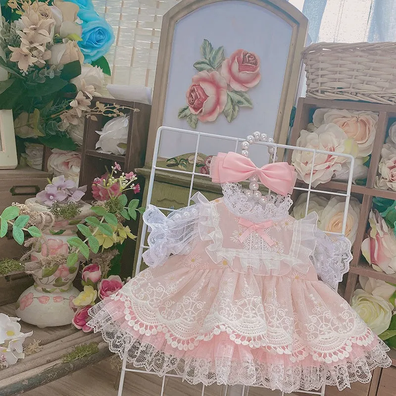 Pink daisy 15cm 20cm 40cm cotton doll wearing skirt