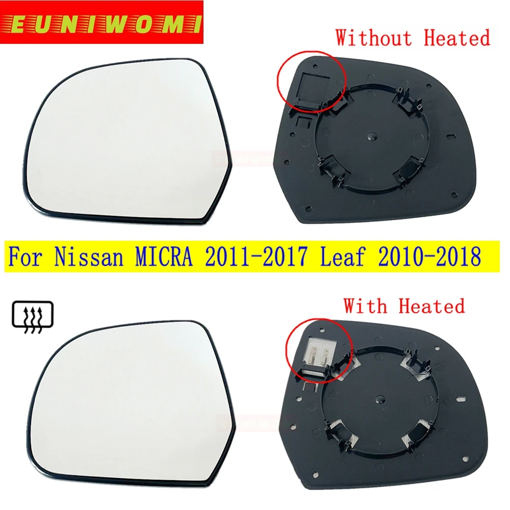 SENZEAL Wing Mirror Glass Heated Left Passenger Side For Nissan Micra