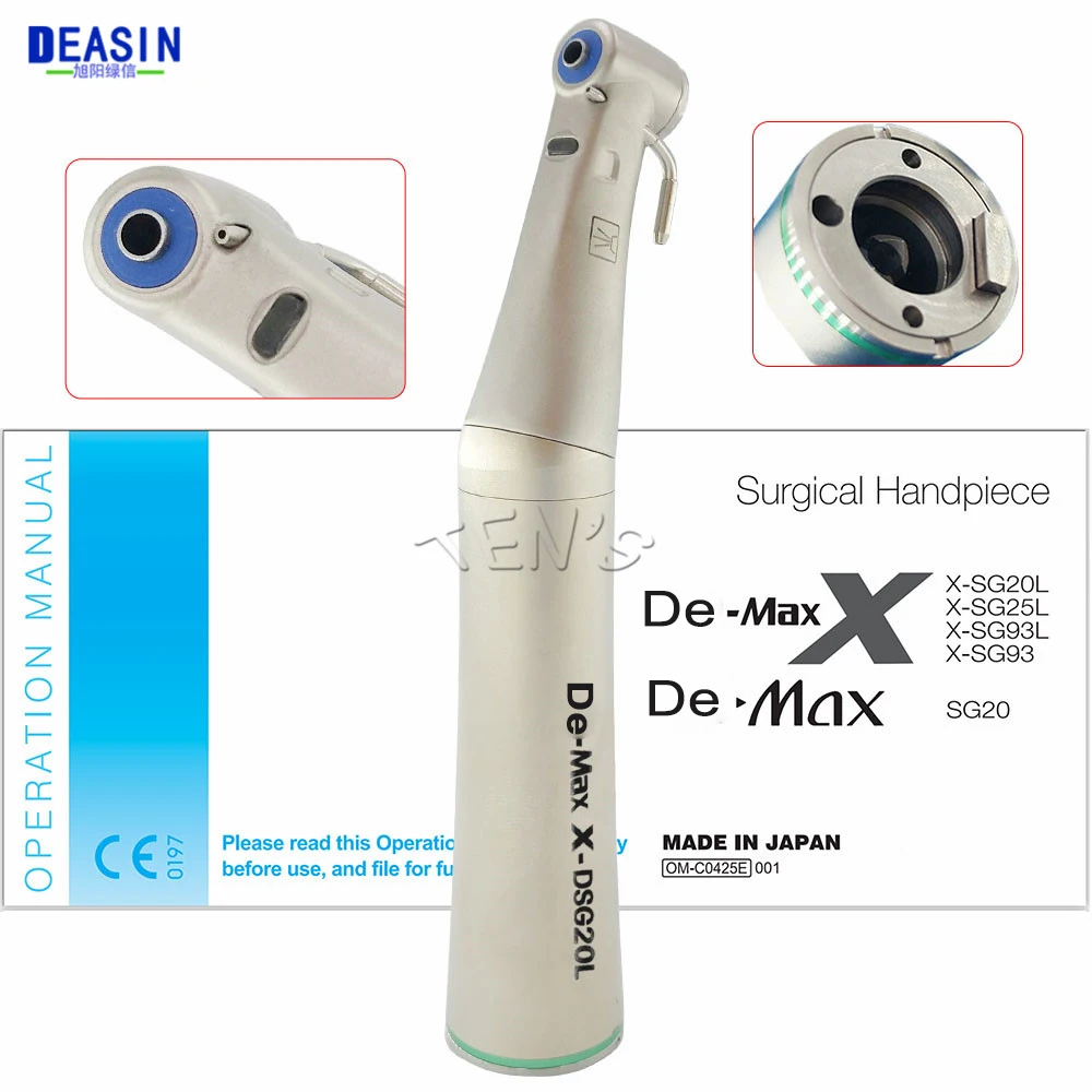 

1 шт. De-Max X-DSG20L стиль с генератором Зубное соотношение 20:1 волоконно-оптическое синее кольцо воздушная турбина под углом низкоскоростной наконечник