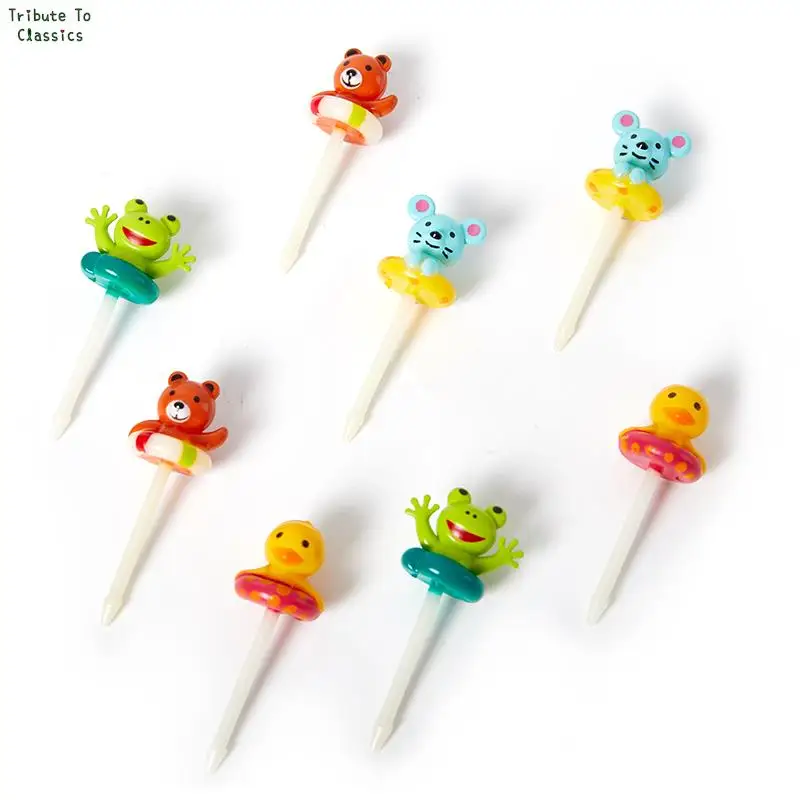 Description Picture 5 of itemAnimal Farm Dinosaur Fruit Fork Mini Cartoon Children Snack Cake Dessert Food Fruit Pick Toothpick Bento Lunches Party Decor