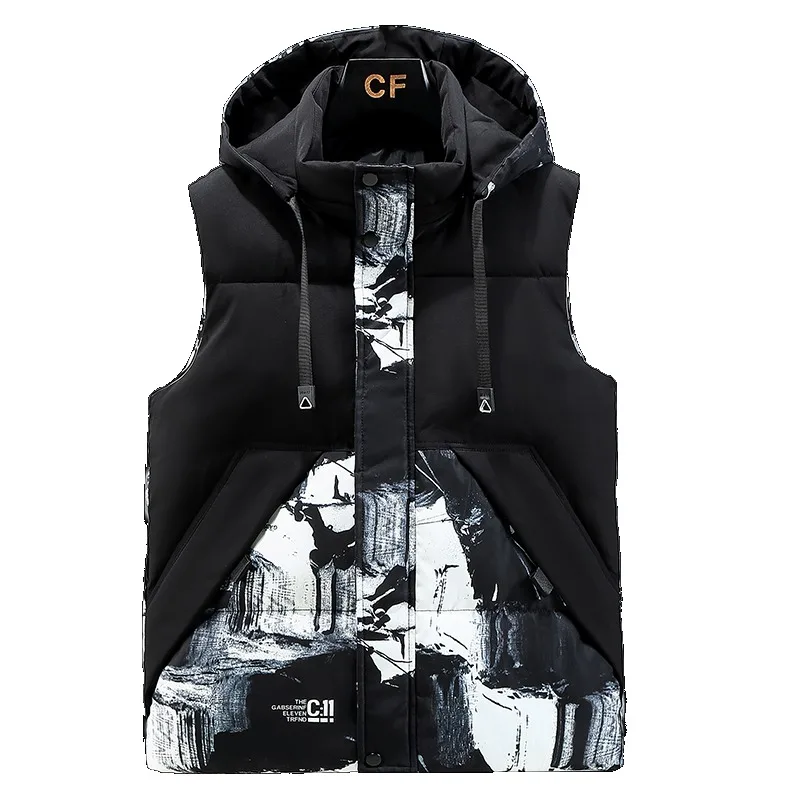 Oversize Vest 6XL 7XL 8XL Double Sided Wear 2023  New Winter Men Thick Hooded Vest Warm Waistcoat Windproof Male Streetwear