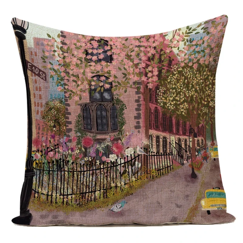 Vintage Floral Bird Decorative Throw Pillow Cover for Home and Garden Decor