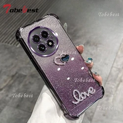 3D Love Shockproof Glitter Bead Bracelet Silicone Phone Case with Plating Finish - OnePlus Ace 5 (PURPLE)