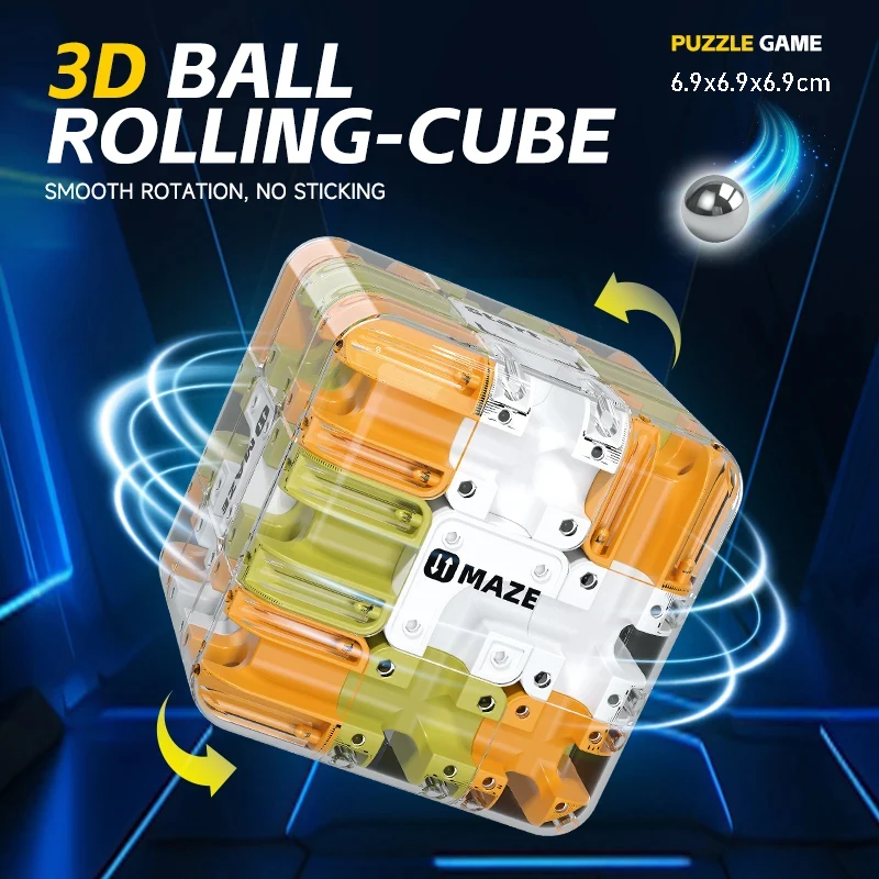 3D Puzzle Ball Maze Toy Children Challenge Obstacle Game Labyrinth Ball 3D Maze Montessori Puzzle Balance Traine Clearance Game