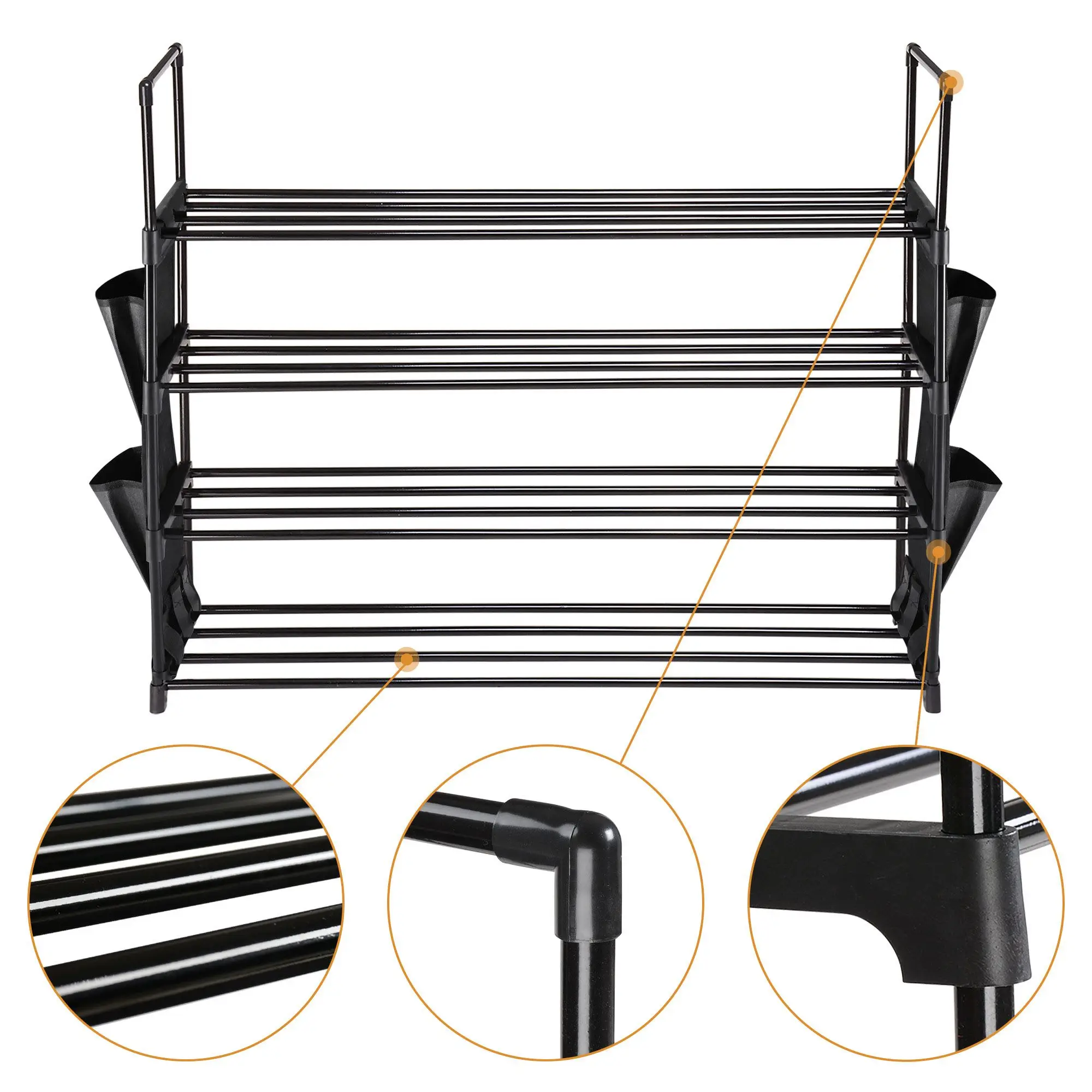 4-Tier Shoe Rack Organizer &ndash; Holds 16 Pairs, Tool-Free Assembly, Space-Saving Design for Entryway & Closet