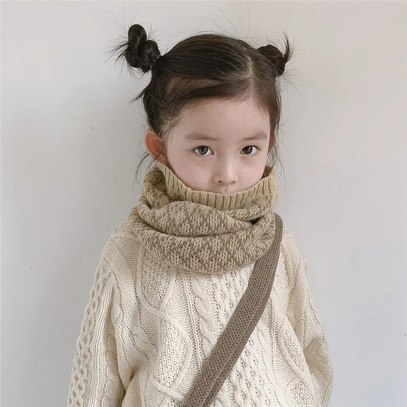 Fashion Diamond Grid Knitted Children's Scarf Winter Warm Windproof Cute Boys and Girls Neck Cover Scarves Clothing Accessories