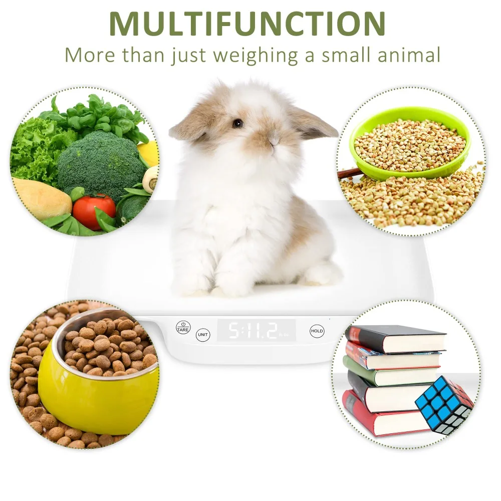 Digital Pet Scale Portable Pet Dog Cat Scale with Hold and Tare Function Precision Digital Puppy Kitten with Tray portable mini scale