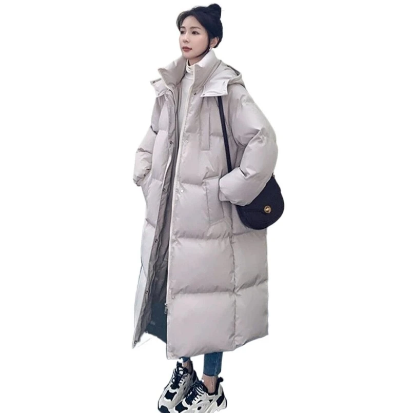 

Winter New Style Women's Hooded Long Jackets Stand Collar High Quality Trendy Coat Cozy Cotton Padded Warm Thick Puffer Coats