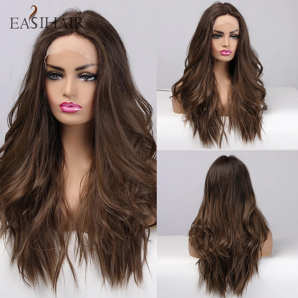Long Synthetic Wigs Lace Front Wig Baby Hair Women Natural High Density Heat Resistant Wavy Cosplay