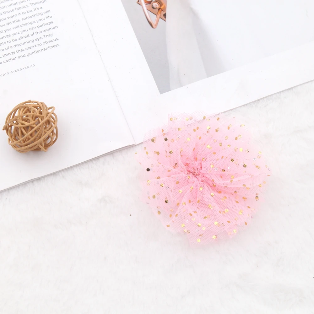12 Stück 3,5 Zoll Netzgarn-Spitzen-Chiffon-Blumencluster ohne Haarspangen, Haaraccessoires für Mädchen, Haarschleifen, Baby- und Kinder-Haaraccessoires – Detail 7