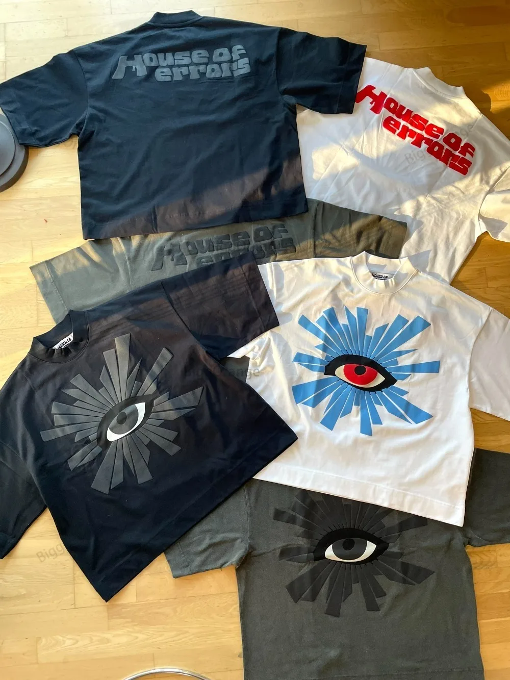 

Oversize Puff Print Tshirt House Of Errors Eye Logo Tee Men Women T-shirt High Street Vintage Black Short Sleeve Cotton Tops New
