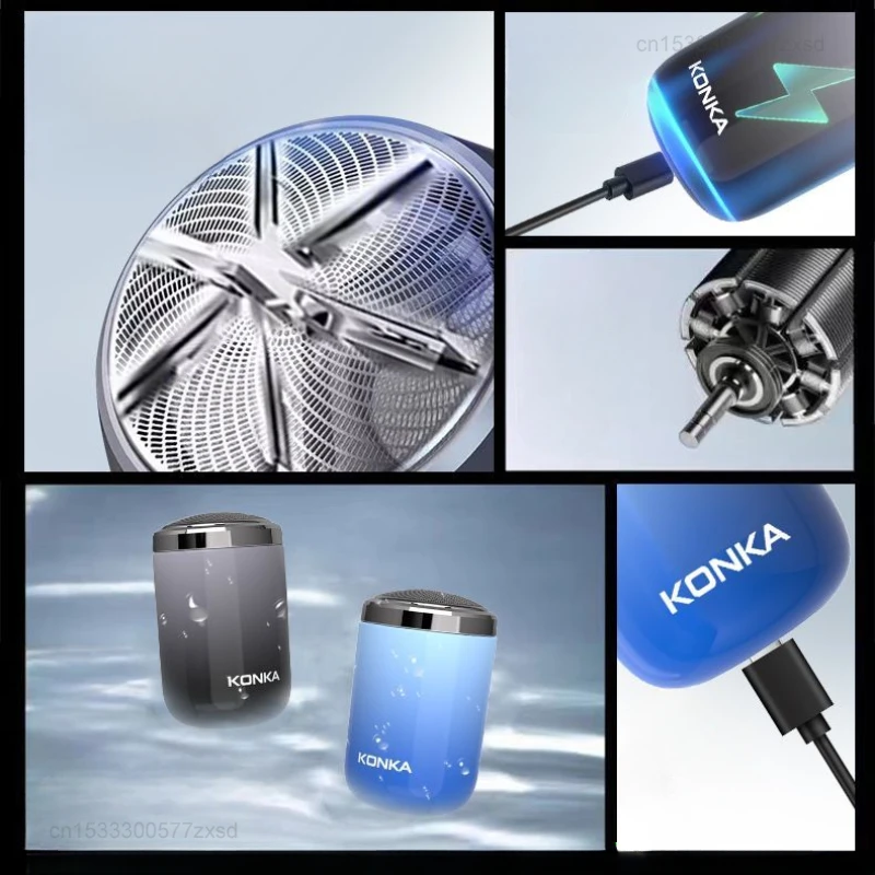 Youpin KONKA Men's Small Electric Shaver No Residue Portable Mini Rechargeable Cordless Men Women Electric Razor for Travel 4