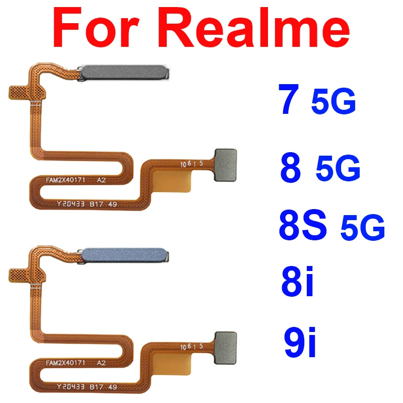 Фото Для Realme 7 5G 8 8S 5G 8i 9i датчик отпечатков пальцев гибкий кабель кнопки питания сенсор отпечатков пальцев Сенсорный Датчик Home гибкие Ленточные детали №1