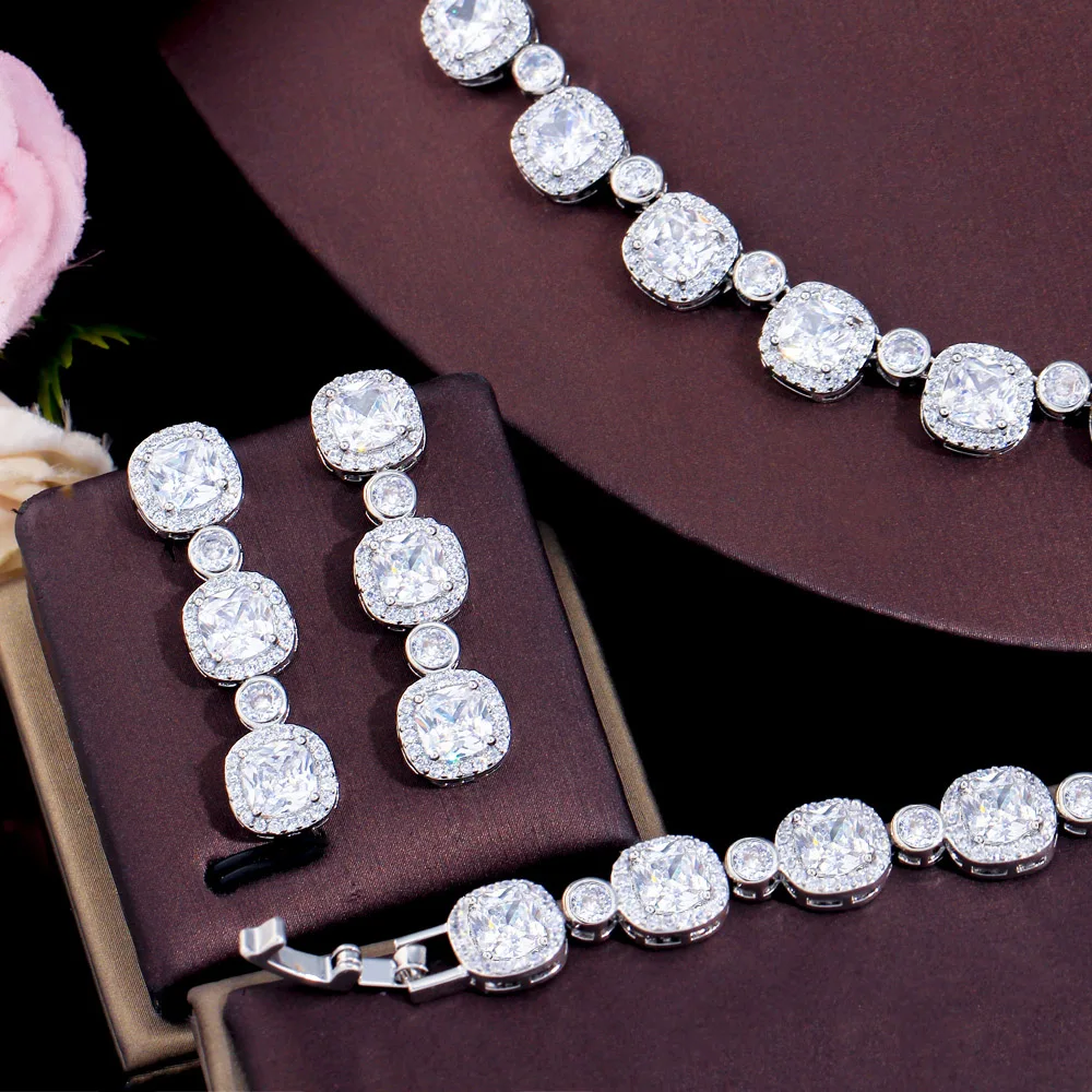 アクセサリー glitter necklace bracelet set Bracelet Necklace Earrings Set | Silver Necklace Bracelet