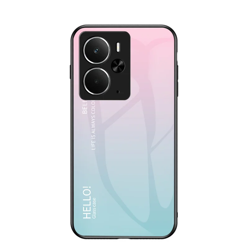 Gradient Tempered Glass Phone Case with Silicone Bumper