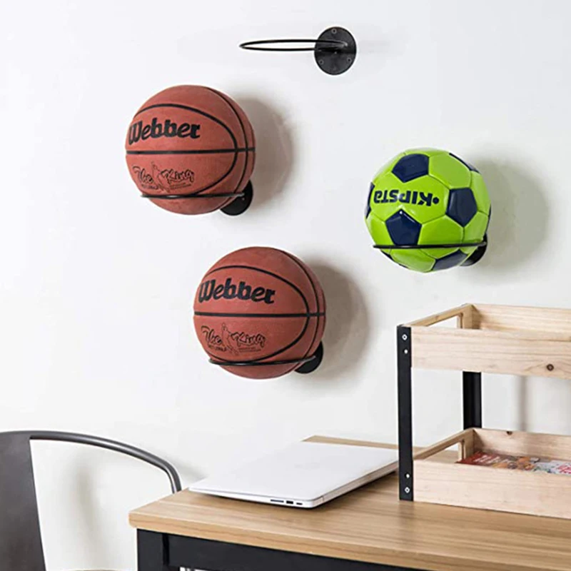 Wall Mounted Basketball Storage Rack Iron Multipurpose Football Ball Holder Hat Storage Space