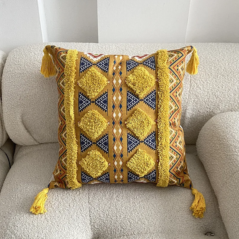 Yanutan 4-Pack Bohemian Patchwork Throw Pillow Covers 20x20 Inches - Velvet Double-Sided Decorative Pillowcases
