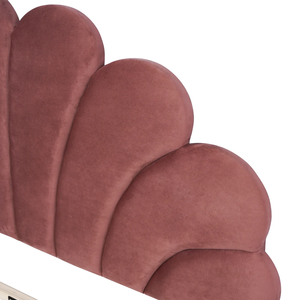 Polsterbett Doppelbett 140 x 200 cm, Bettgestell mit blumenförmigem Kopf und Gitter, Bett für Erwachsene und Jugendliche aus hautfreundlichem Samt – Detail 13
