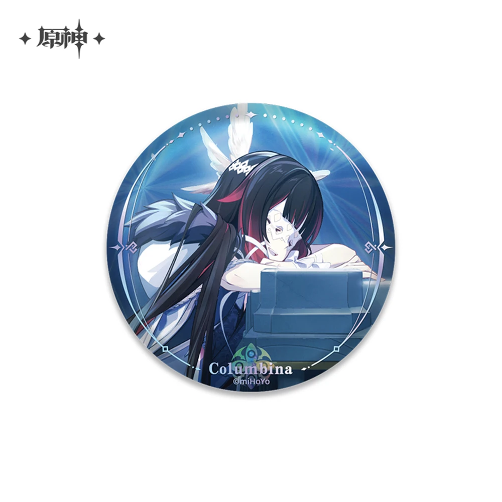 Genshin Impact Fatui A Winter Night's Lazzo Pierro II Dottore Columbina Sandrone Cosplay Badge Pin SPTE Tinplate Brooch Anime Ornament