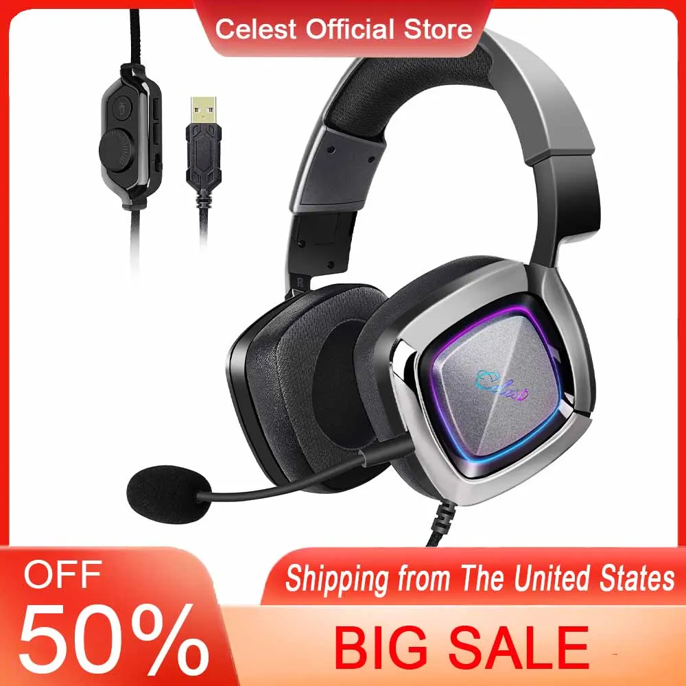 Celest Ogryn Headsets With Microphone 50mm Large Driver Gaming Monitors Headphones Upgrade Cable Hifi Wired Earbuds For Gifts