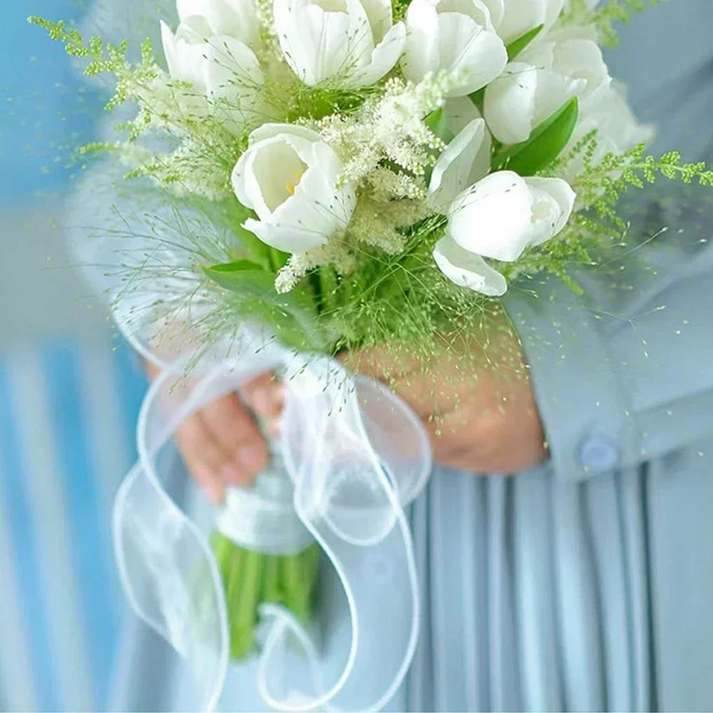 Satin Ribbons 10Yards/Roll Sheer Chiffon Organza for Gift Wrapping Decoration Wedding Bouquets Wreath Sewing Supplies