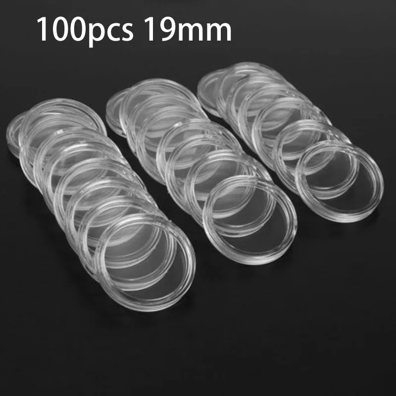 

Transparent Coin capsules Box Case Collection Protection 100pcs 19mm Accessories Clear Container Holder Plastic