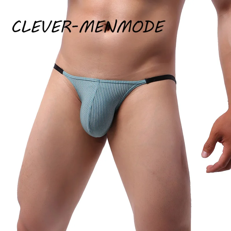 CLEVER-MENMODE Mens Sexy Underwear Breathable Air Hole Briefs Elastic Strap Panties U Convex Penis Pouch Low Rise Underpants