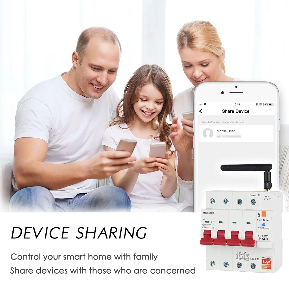 Tuya Smart WiFi RS485 4P MCB Breaker Prepaid Meter Timer Switch Voltage Current