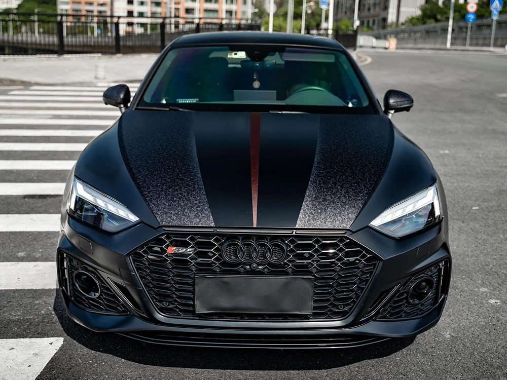 Enhanced Silver Blue Black Forged Carbon Fiber Vinyl Wrap Film with Air Release Technology