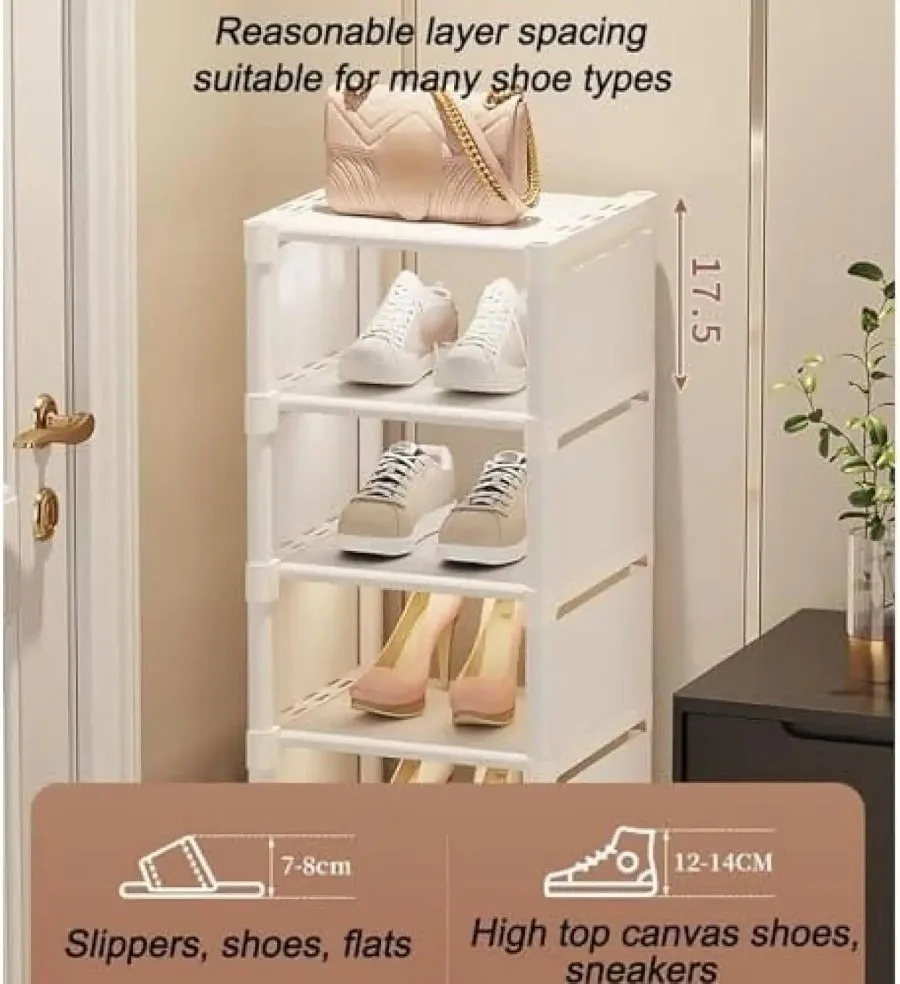 1pc 6/8 Layers Shoe Organizer, Space-saving Metal Frame & Fabric Interlayer Shoe Rack, T1 Shelf for Entryway Hallway Living Room 3