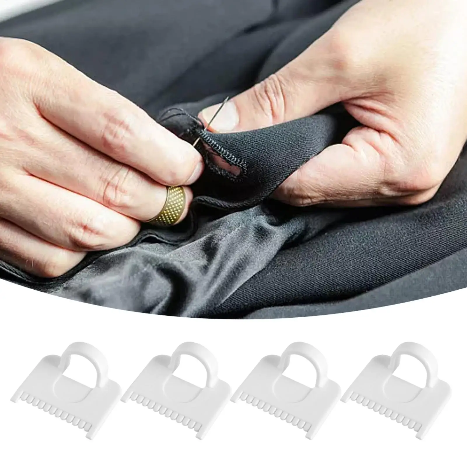 Seam Gauge 4 Pcs Needle Gauge Craft Aids Finger Protector Lockranding Tool for Women Tailors Beginners Professional Dressmaking