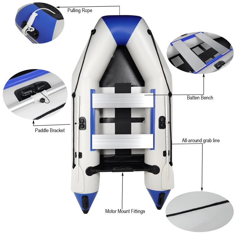 9.3FT 2 Person Inflatable Boat with Aluminum Oars, PVC Portable Inflatable Raft Boat,Inflatable Sport Tender Dinghy Boat