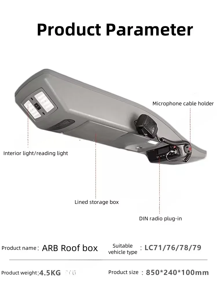car Accessories ARB Australia original LC70 71 car top box LC76 78 79 multifunctional reading light control console locker