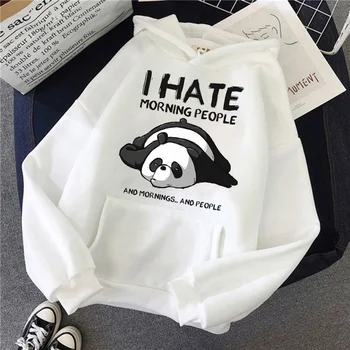 Panda I Hate Morning People Hoodie Fashion Printing Women's Casual Pullover Hoodies Winter Autumn Sweatshirt Teenager Hoodie