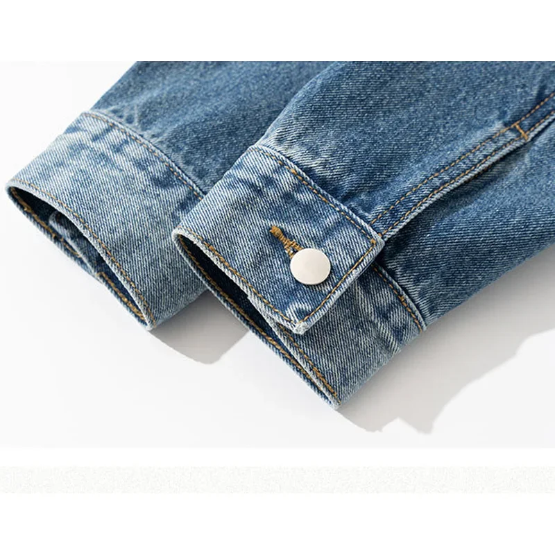 Men Metal Airplane Buckle Loose Casual Japanese Streetwear Fashion Vintage Denim Cargo Kimono Jacket Women Jeans Coat Outerwear 6