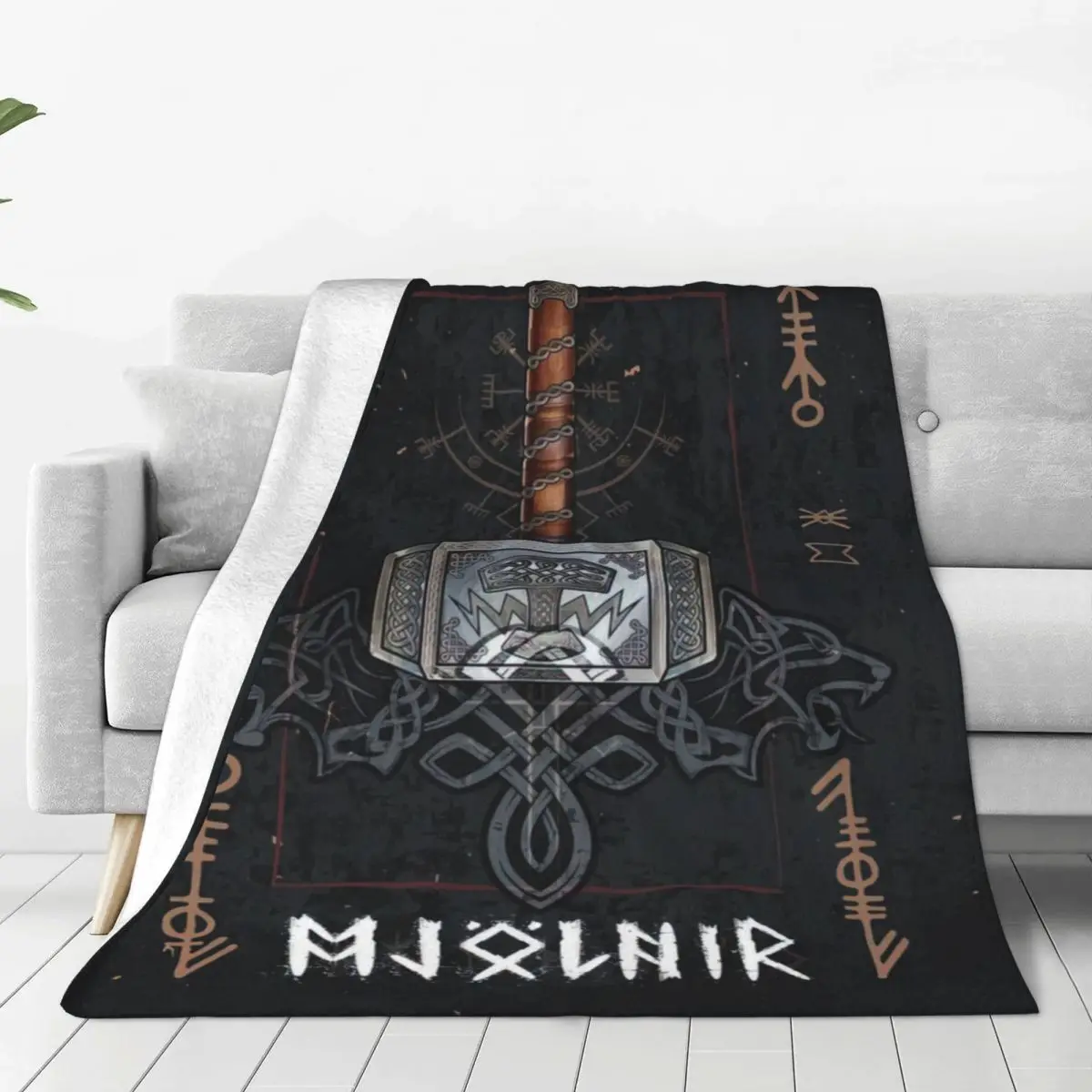 

'Mjolnir' Poster By Ikaruna Flannel Fleece Blanket For Kids Teens Adults Soft Cozy Warm Fuzzy