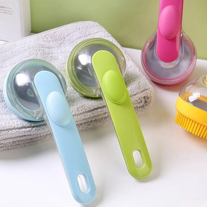 Long Handle Shampoo Brush Bath Brush Scalp Massage Press To Dispense Comb Body Exfoliation Comb Hairdressing Styling Tools 5