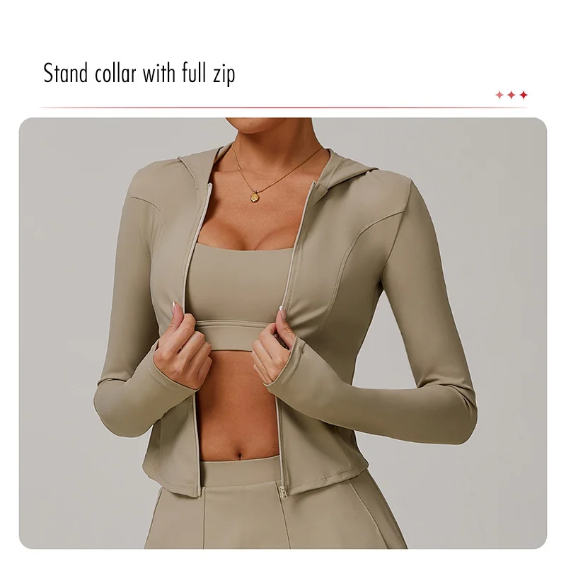 Description Picture 4 of itemWomen Sports Zipper Jacket Yoga Long Sleeved Shirts Summer Sun Protection Clothing Fitness Running Gym Tops UV Resistant Coat