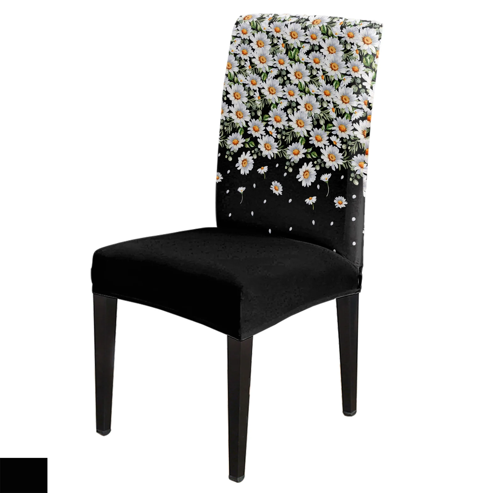 

White Daisy Floral Chair Cover for Kitchen Seat Dining Chair Covers Stretch Slipcovers for Banquet Hotel Home