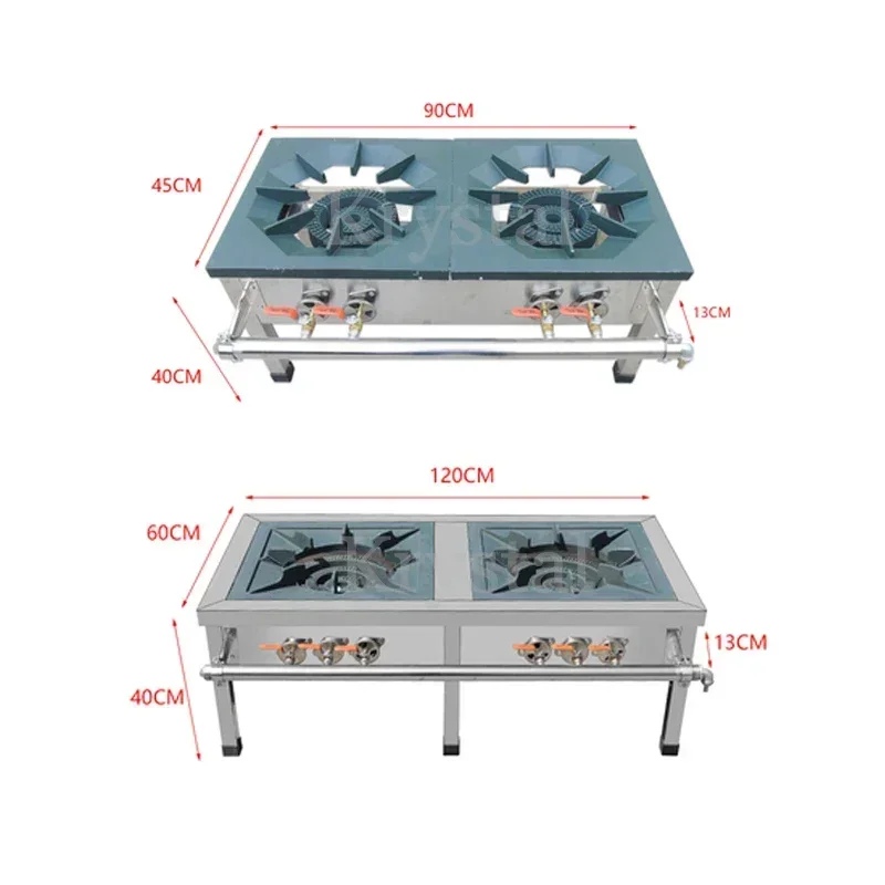 Gas Stove Stainless Steel Commercial Double-Eye Double-Ring Gas Short-Foot Energy-Saving Soup Stove 5