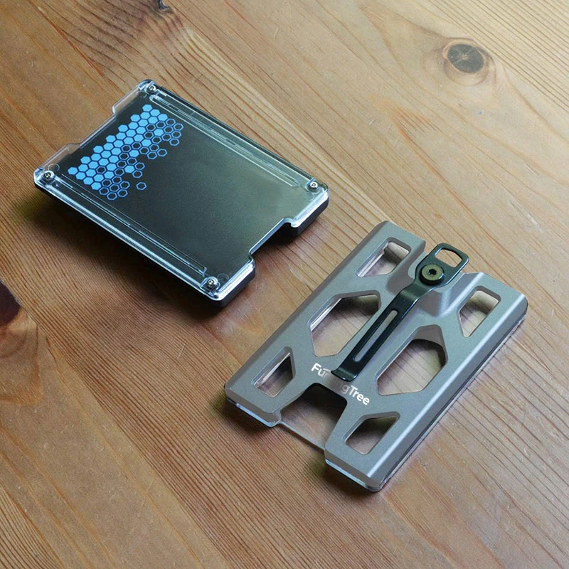 Ausweishalter/Geldbörse aus Aluminium_ Robuster Ausweishalter mit Metallclip und 4-Kartensteckplatz – Detail 9