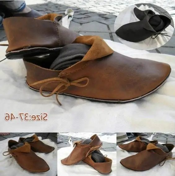 Cosplay Men's Medieval PU Leather Shoe Middle Ages Ankle Boots Victorian Renaissance Boot Shoes