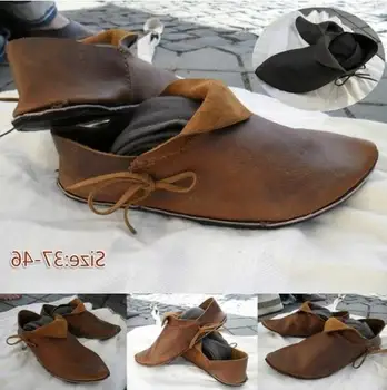 Cosplay Men's Medieval PU Leather Shoe Middle Ages Ankle Boots Victorian Renaissance Boot Shoes